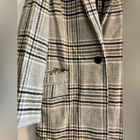 Madewell Gray Plaid Trench Coat - Picture 3 of 8